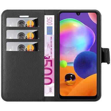 Samsung Galaxy A31 Suojakuori Lompakkokotelo (Musta)