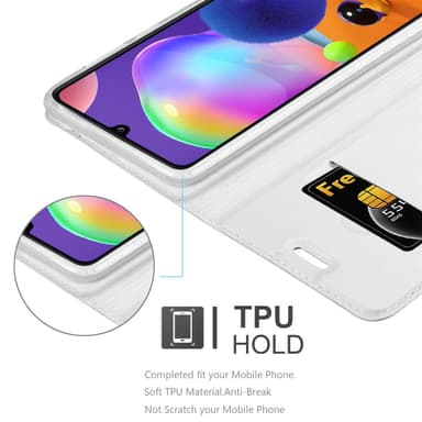 Samsung Galaxy A31 Suojakuori Lompakkokotelo (Hopea)