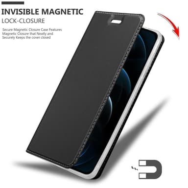 iPhone 12 / 12 PRO Suojakuori Lompakkokotelo (Musta)