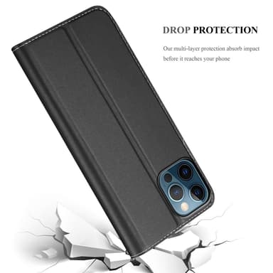 iPhone 12 / 12 PRO Suojakuori Lompakkokotelo (Musta)