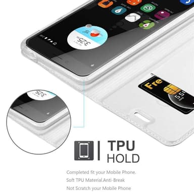ZTE Blade V7 Suojakuori Lompakkokotelo (Hopea)