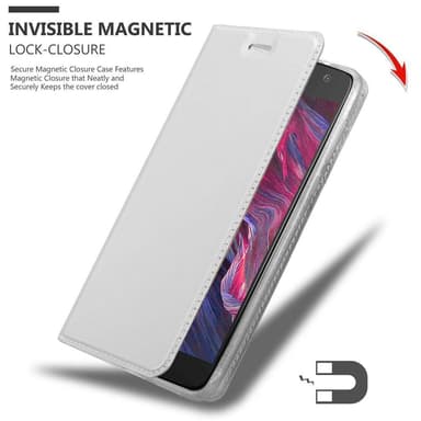 Motorola MOTO X4 Suojakuori Lompakkokotelo (Hopea)