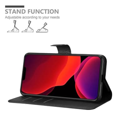 iPhone 12 PRO MAX Suojakuori Lompakkokotelo (Musta)