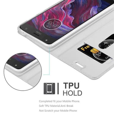 Motorola MOTO X4 Suojakuori Lompakkokotelo (Hopea)