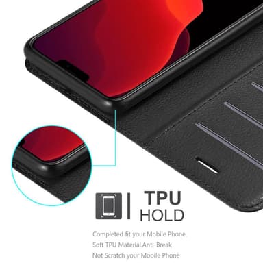 iPhone 12 PRO MAX Suojakuori Lompakkokotelo (Musta)