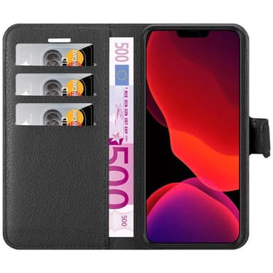 iPhone 12 PRO MAX Suojakuori Lompakkokotelo (Musta)