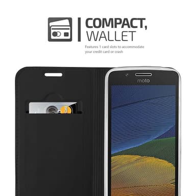 Motorola MOTO G5 Suojakuori Lompakkokotelo (Musta)