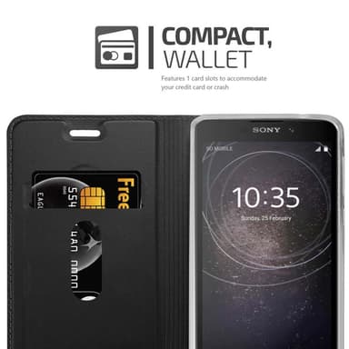 Sony Xperia L2 Suojakuori Lompakkokotelo (Musta)