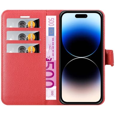 iPhone 14 PRO Suojakuori Lompakkokotelo (Punainen)