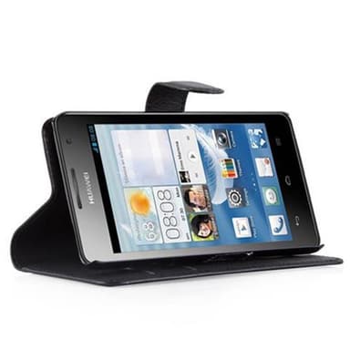 Huawei ASCEND G526 Suojakuori Lompakkokotelo (Musta)