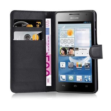 Huawei ASCEND G526 Suojakuori Lompakkokotelo (Musta)