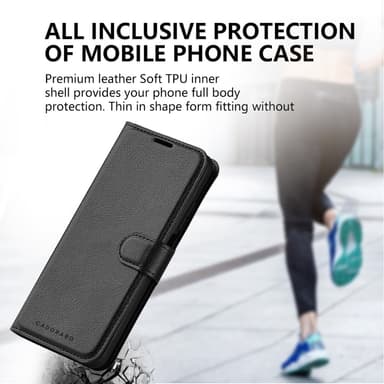 iPhone 14 PLUS Suojakuori Lompakkokotelo (Musta)