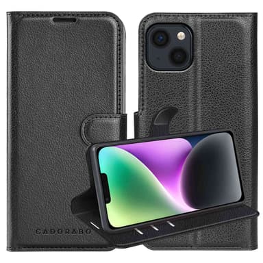 iPhone 14 PLUS Suojakuori Lompakkokotelo (Musta)
