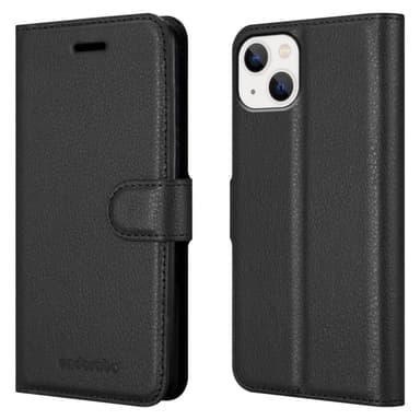 iPhone 14 PLUS Suojakuori Lompakkokotelo (Musta)