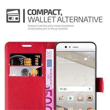Huawei P10 PLUS Suojakuori Lompakkokotelo (Punainen)