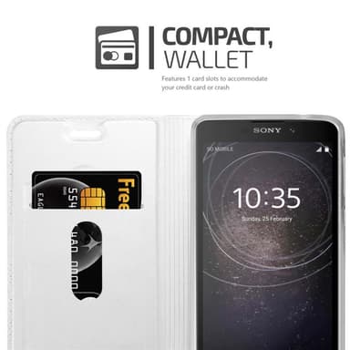 Sony Xperia L2 Suojakuori Lompakkokotelo (Hopea)