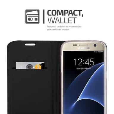 Samsung Galaxy S7 Suojakuori Lompakkokotelo (Musta)