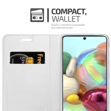 Samsung Galaxy A71 5G Suojakuori Lompakkokotelo (Hopea)