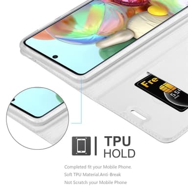 Samsung Galaxy A71 5G Suojakuori Lompakkokotelo (Hopea)