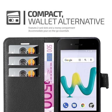 WIKO SUNNY 3 MINI Suojakuori Lompakkokotelo (Musta)