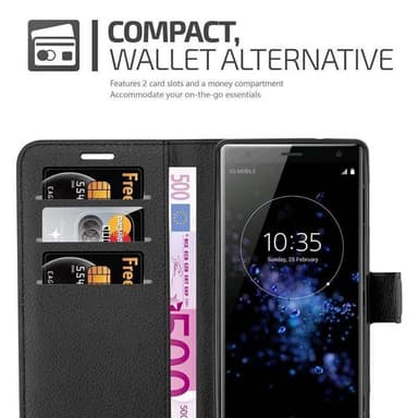 Sony Xperia XZ2 Suojakuori Lompakkokotelo (Musta)