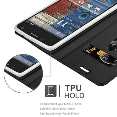 Motorola MOTO G2 Suojakuori Lompakkokotelo (Musta)