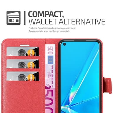 Oppo A92 Suojakuori Lompakkokotelo (Punainen)