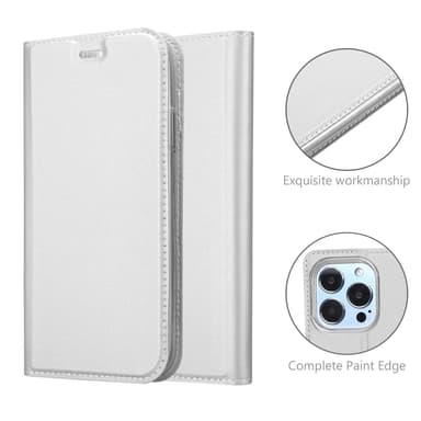 iPhone 13 PRO MAX Suojakuori Lompakkokotelo (Hopea)