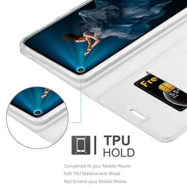 Honor 20 PRO Suojakuori Lompakkokotelo (Hopea)