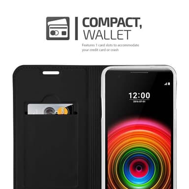 LG X POWER Suojakuori Lompakkokotelo (Musta)