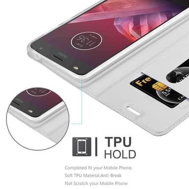Motorola MOTO Z2 Suojakuori Lompakkokotelo (Hopea)