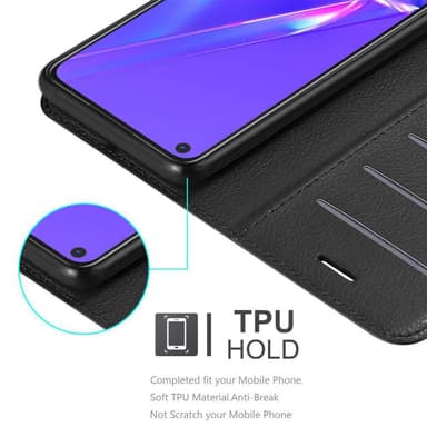 Oppo A72 Suojakuori Lompakkokotelo (Musta)