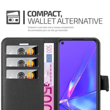 Oppo A72 Suojakuori Lompakkokotelo (Musta)