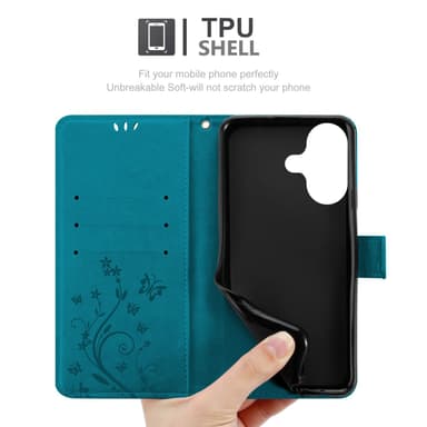 iPhone 16 Suojakuori Lompakkokotelo (Sininen)