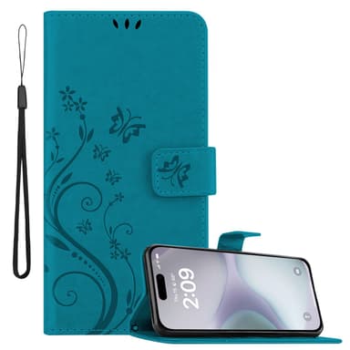 iPhone 16 Suojakuori Lompakkokotelo (Sininen)