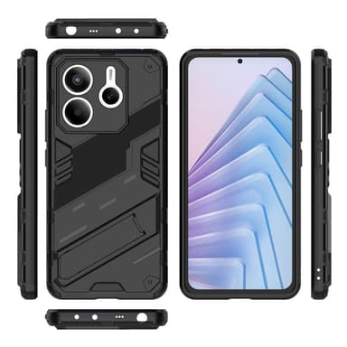 SKALO Xiaomi Redmi Note 14 5G Armor Hybrid Punk Suojakuori - Musta