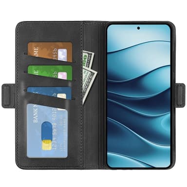 SKALO Xiaomi Redmi Note 14 4G Premium ID Lompakkokotelo - Musta