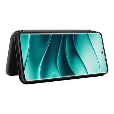 SKALO Xiaomi Redmi Note 14 Pro 5G Carbon Fiber Lompakkokotelo - Musta