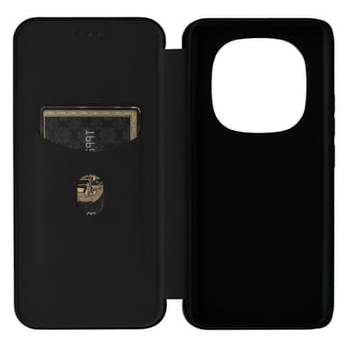 SKALO Xiaomi Redmi Note 14 Pro 5G Carbon Fiber Lompakkokotelo - Musta