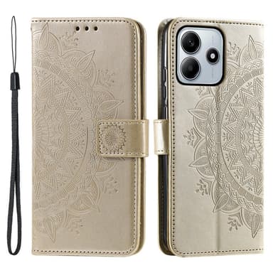 SKALO Xiaomi Redmi Note 14 5G Mandala Lompakkokotelo - Kulta