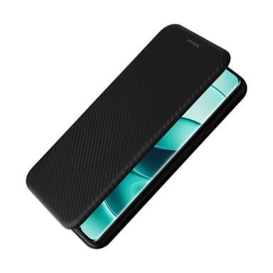 SKALO Xiaomi Redmi Note 14 Pro 5G Carbon Fiber Lompakkokotelo - Musta