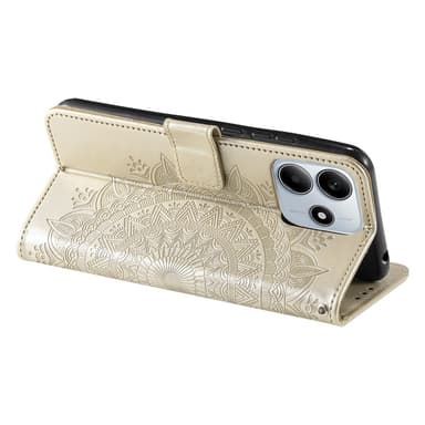 SKALO Xiaomi Redmi Note 14 5G Mandala Lompakkokotelo - Kulta