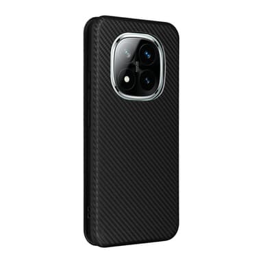 SKALO Xiaomi Redmi Note 14 Pro 5G Carbon Fiber Lompakkokotelo - Musta