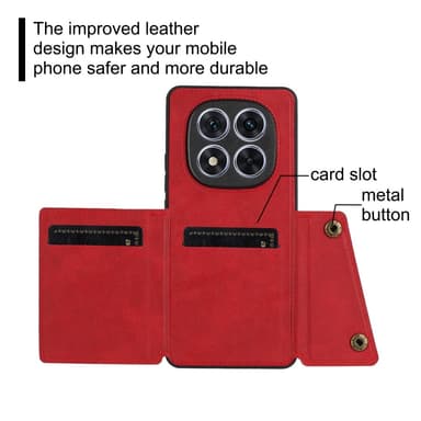 SKALO Xiaomi Redmi Note 14 Pro+ 5G PU-nahkakotelo, 2 korttipaikkaa Suojakuori - Musta