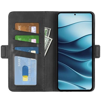 SKALO Xiaomi Redmi Note 14 5G Premium ID Lompakkokotelo - Musta