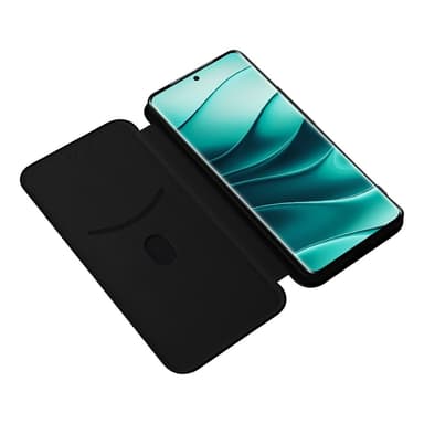 SKALO Xiaomi Redmi Note 14 Pro 5G Carbon Fiber Lompakkokotelo - Musta
