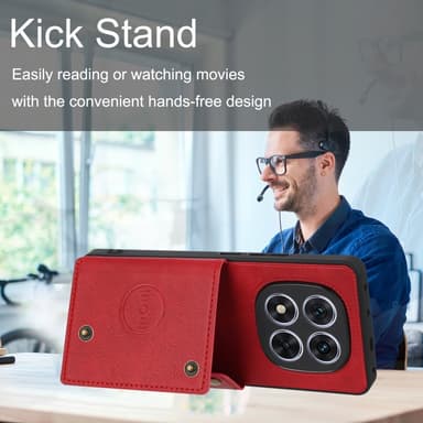 SKALO Xiaomi Redmi Note 14 Pro+ 5G PU-nahkakotelo, 2 korttipaikkaa Suojakuori - Musta