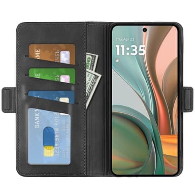 SKALO Motorola Moto G75 5G Premium ID Lompakkokotelo - Musta