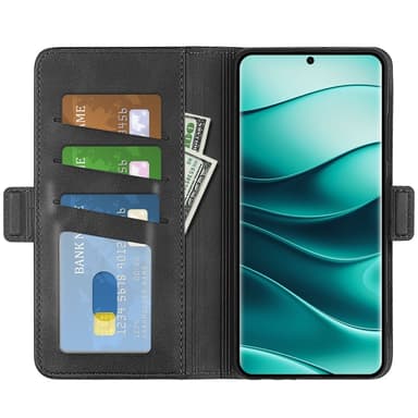 SKALO Xiaomi Redmi Note 14 Pro+ 5G Premium ID Lompakkokotelo - Musta
