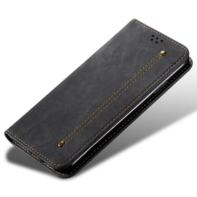 SKALO Xiaomi Redmi Note 14 Pro+ 5G Jeans Lompakkokotelo - Musta